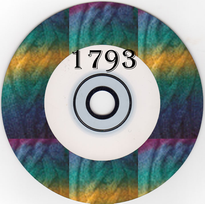 1793 Banner; CD Image with DK Cardigan wool; Algerian Regular Font, Design by MC CHARD